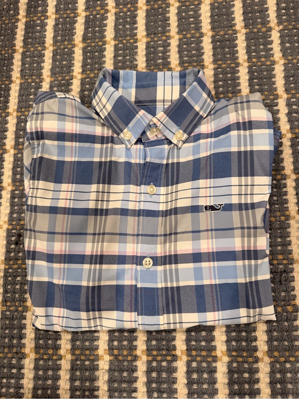 Vineyard Vines Light and Navy Blue Plaid Button-Down Shirt